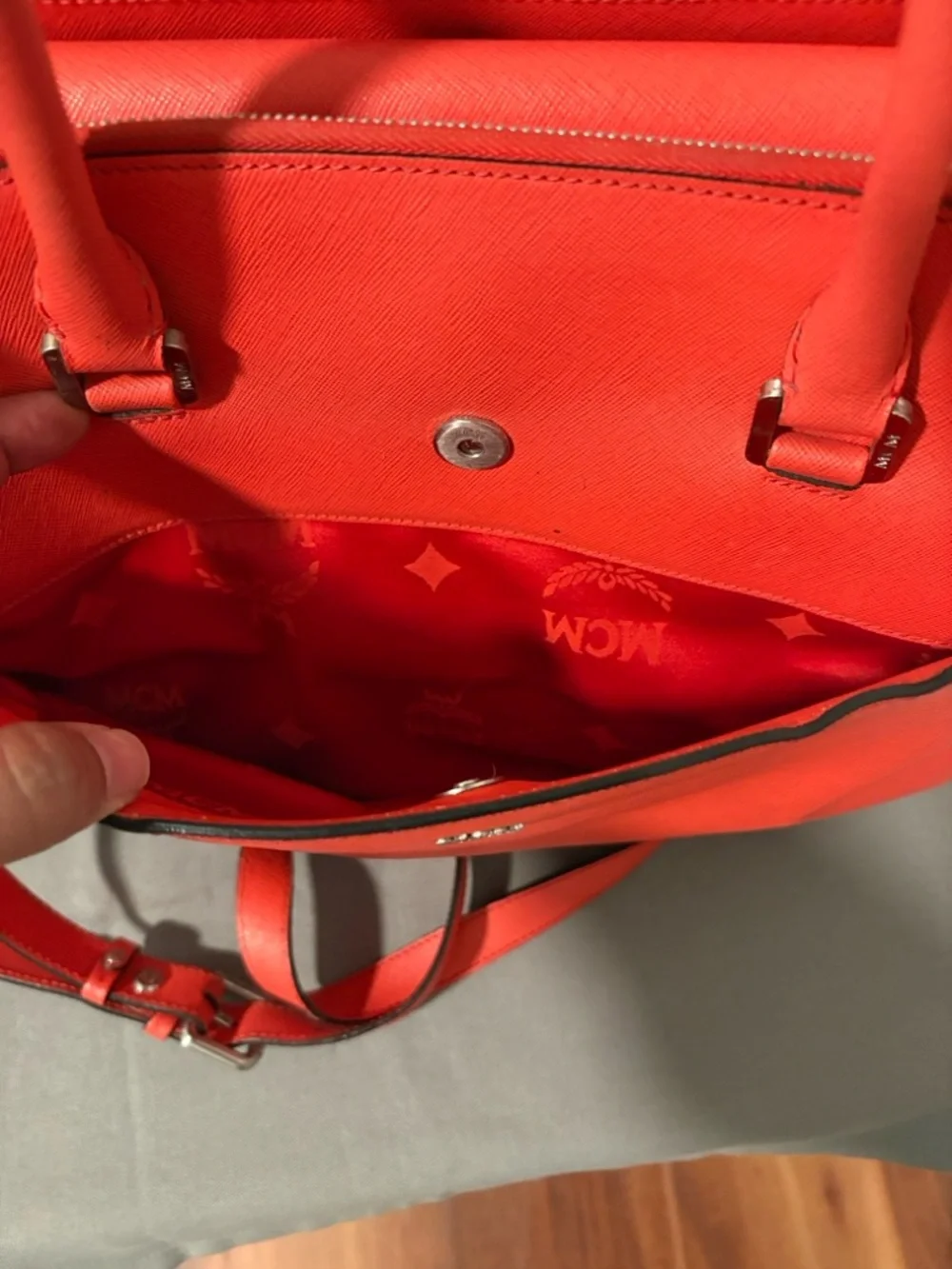 MCM CORAL ELDA Orange Reddish 2 Way Tote Bag READ DESCRIPTION - Picture 6 of 15
